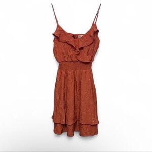 Rust Ruffle Mini Dress